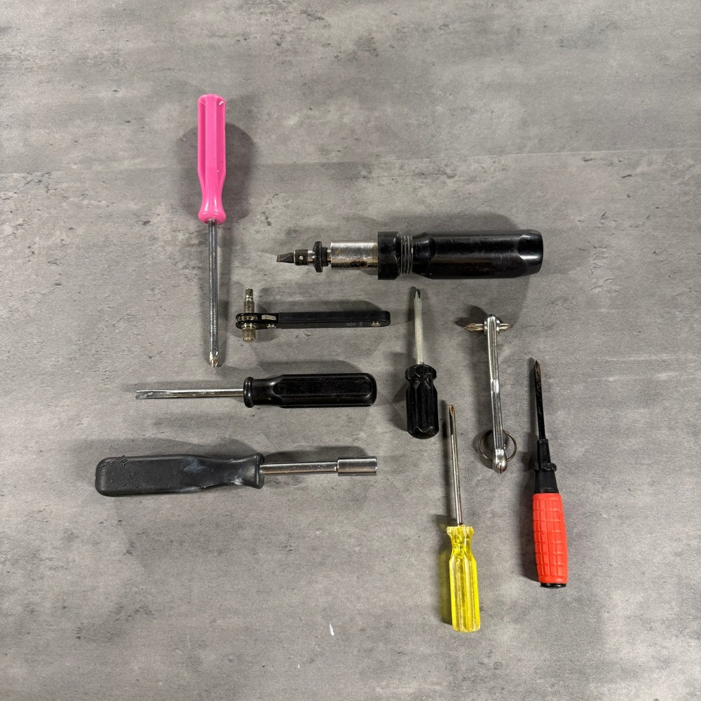 Assorted Screwdriver and Hand Tool Set 9 Piece Lot Zinus Ratchet Multi-Color